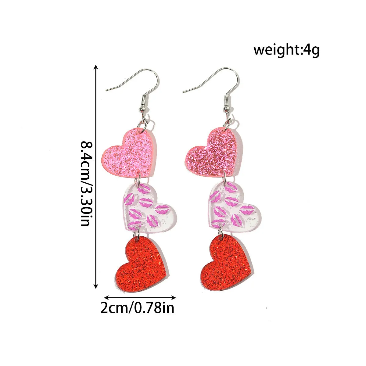 Wholesale Explosions Valentine's Day Series Earrings Bear ECG Envelope Acrylic Valentine's Day Earrings for Women
