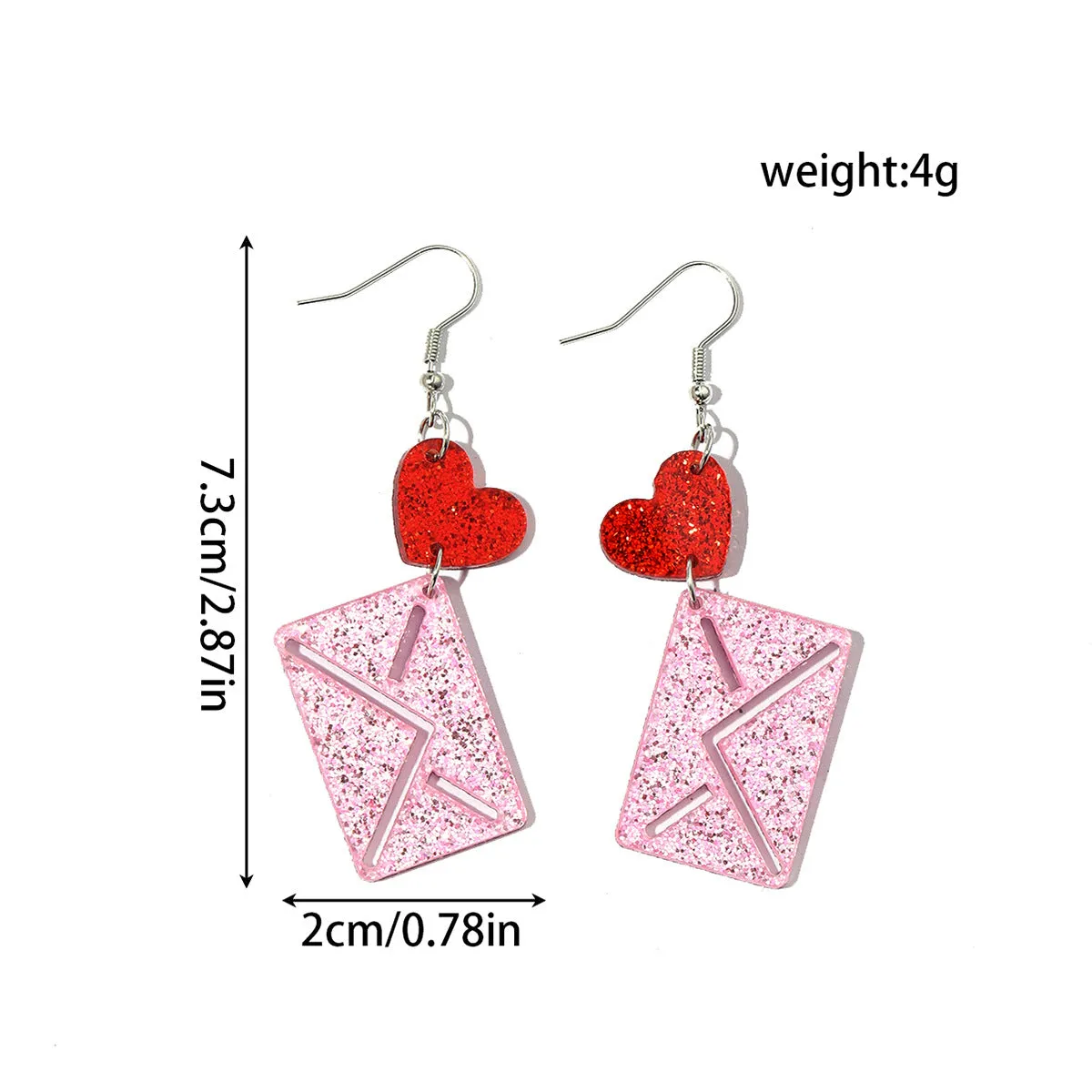 Wholesale Explosions Valentine's Day Series Earrings Bear ECG Envelope Acrylic Valentine's Day Earrings for Women