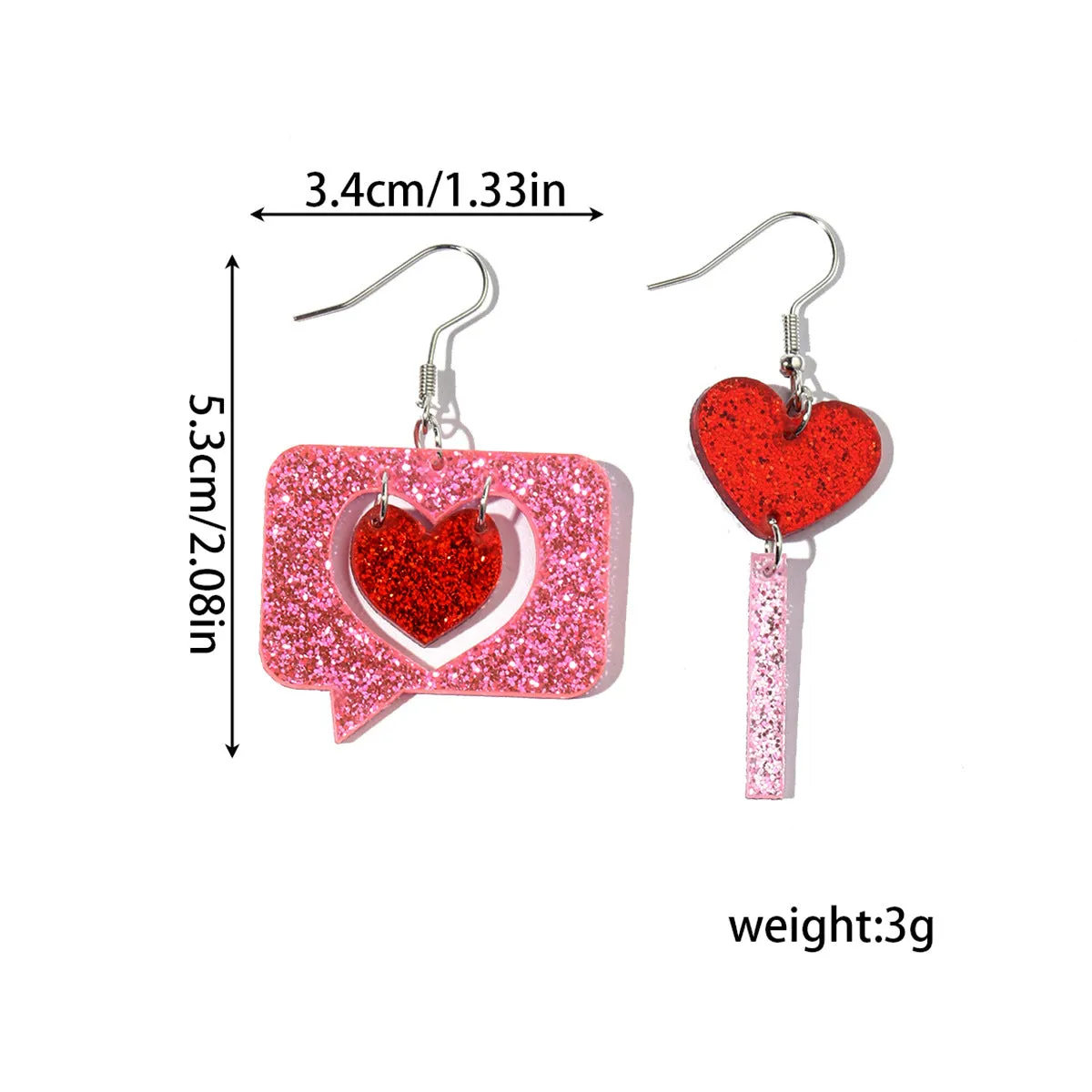 Wholesale Explosions Valentine's Day Series Earrings Bear ECG Envelope Acrylic Valentine's Day Earrings for Women