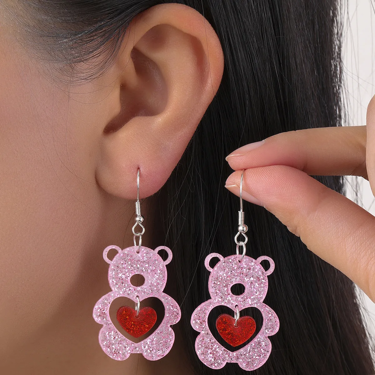 Wholesale Explosions Valentine's Day Series Earrings Bear ECG Envelope Acrylic Valentine's Day Earrings for Women