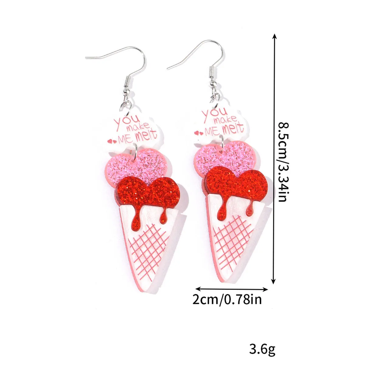 Wholesale Explosions Valentine's Day Series Earrings Bear ECG Envelope Acrylic Valentine's Day Earrings for Women