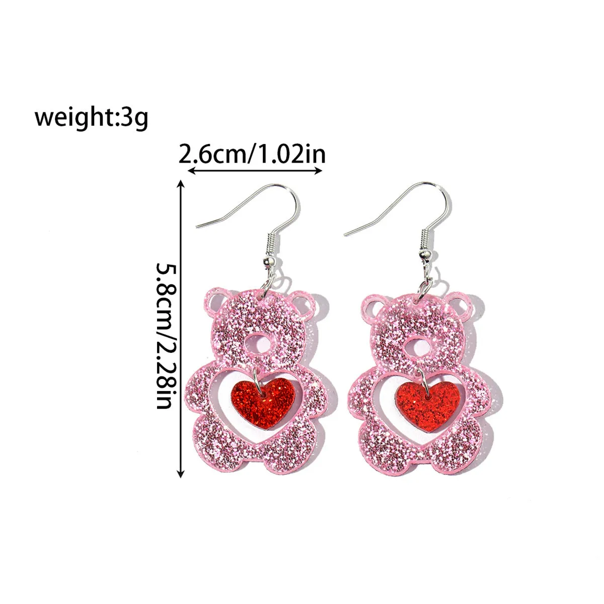 Wholesale Explosions Valentine's Day Series Earrings Bear ECG Envelope Acrylic Valentine's Day Earrings for Women