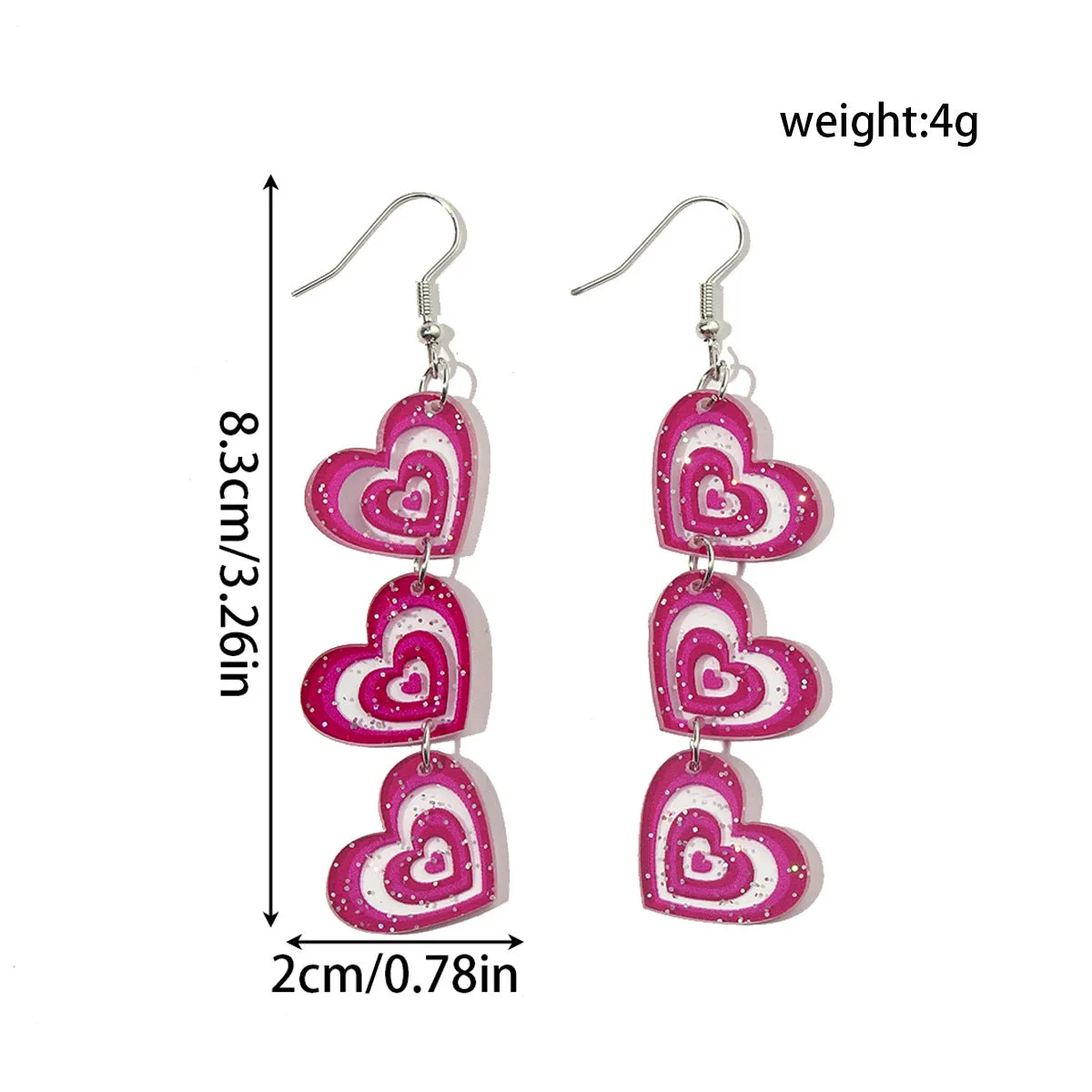 Wholesale Explosions Valentine's Day Series Earrings Bear ECG Envelope Acrylic Valentine's Day Earrings for Women