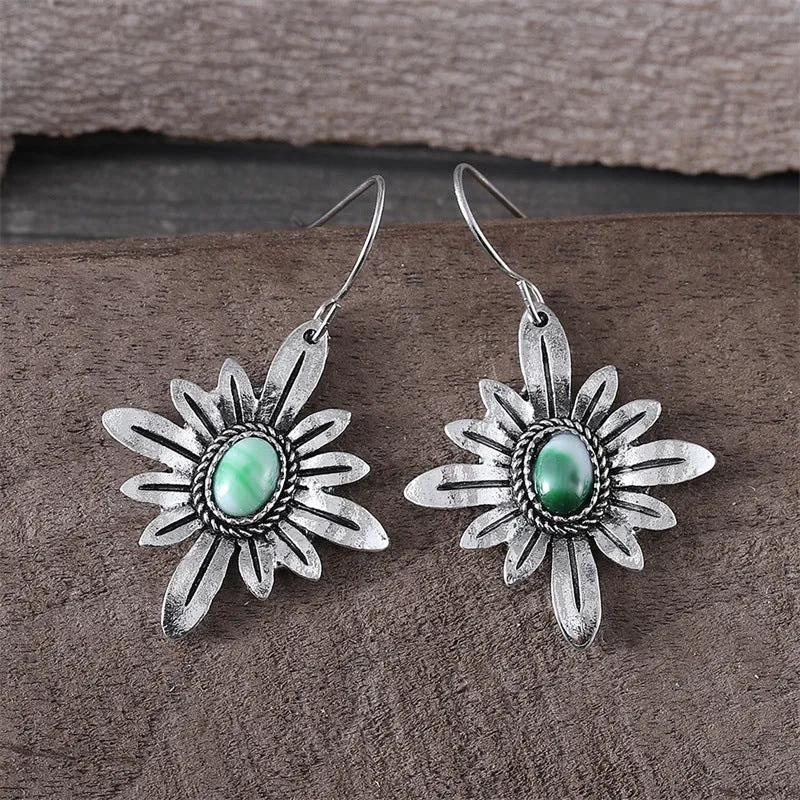 Wholesale Fashion Bohemian Style Turquoise Daisy Flower Earrings