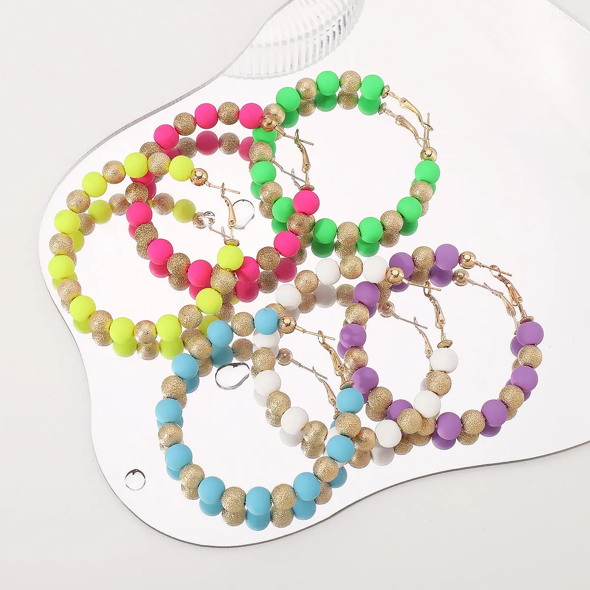 Wholesale fashion color soft ceramic beads earrings carnival summer sweet candy color CCB ear ring