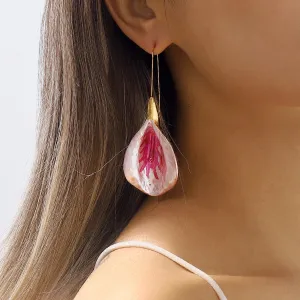 Wholesale Fashion Colorful Floral Alloy Oil Drop Long Earrings