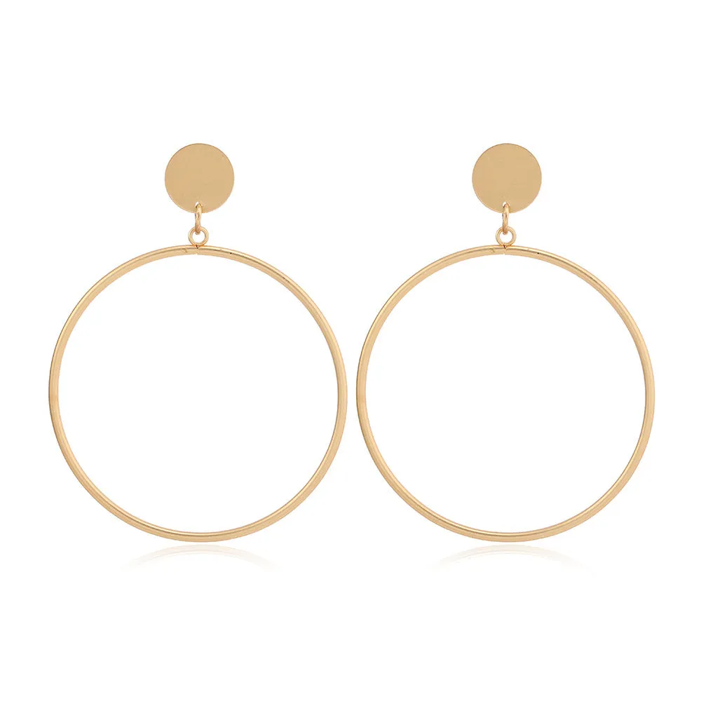 Wholesale Fashion Exaggerated Alloy Geometric Electroplated Matt Gold Clip Earrings