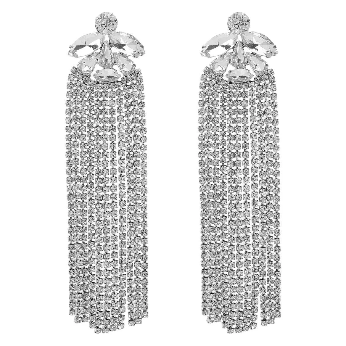 Wholesale Fashion Full Diamond Long Tassel Earrings