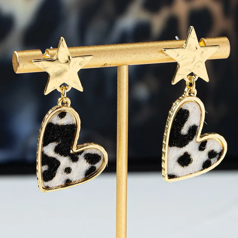 Wholesale Fashion leopard star love eardrop temperament trend niche high-end earrings