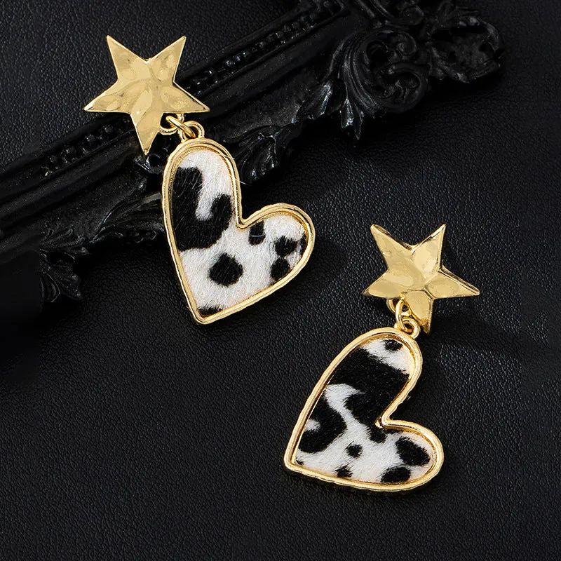 Wholesale Fashion leopard star love eardrop temperament trend niche high-end earrings