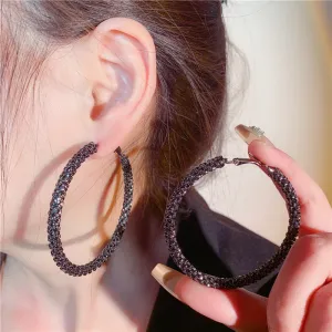Wholesale Fashion Light Luxury Diamond Large Women's Round Simple Elegant Earrings
