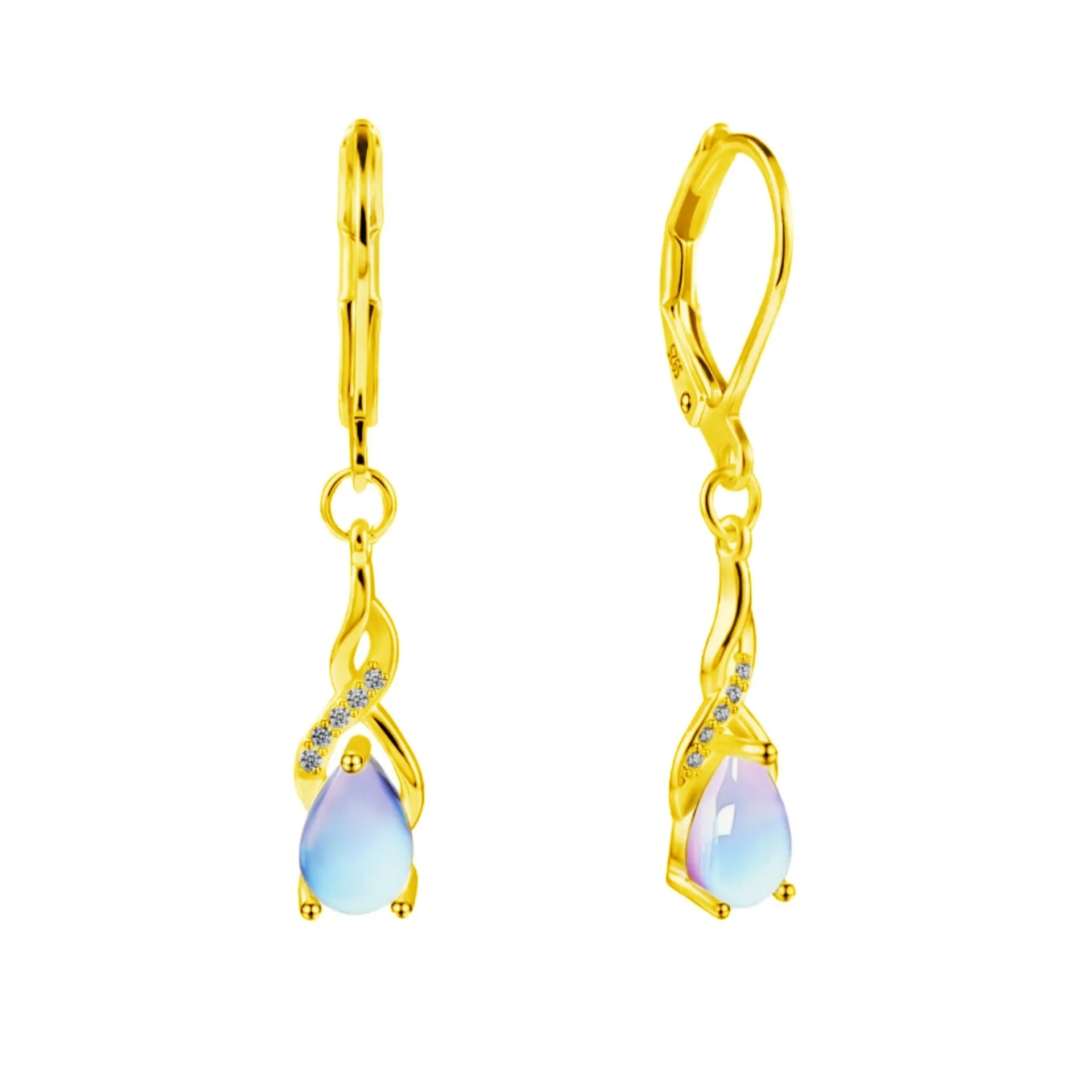 Wholesale Fashion Moonstone Teardrop Earrings Long Tassel