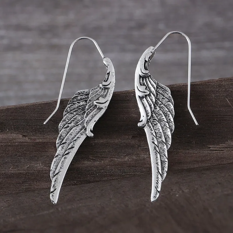 Wholesale Fashion Personality Angel Wings Metal Exaggerated Temperament Texture Design Earrings