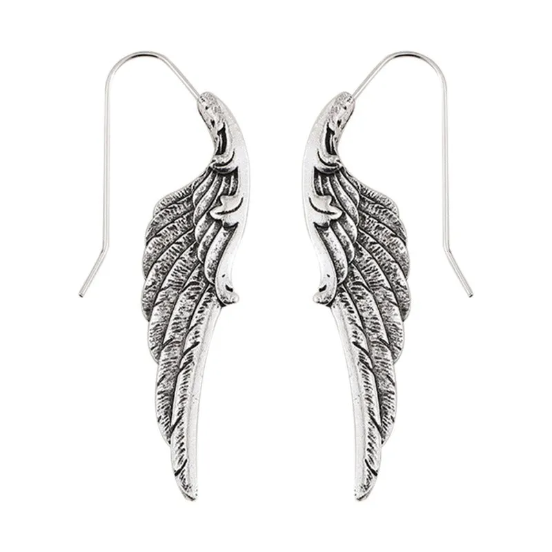 Wholesale Fashion Personality Angel Wings Metal Exaggerated Temperament Texture Design Earrings