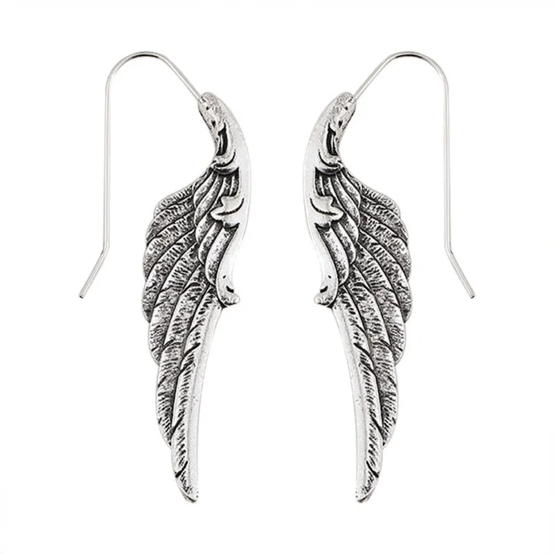 Wholesale Fashion Personality Angel Wings Metal Exaggerated Temperament Texture Design Earrings