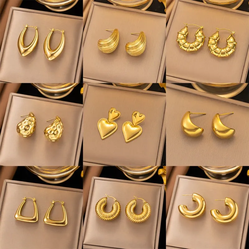 Wholesale Fashion Personality Exaggerated Design Retro Simple Stainless Steel Earrings