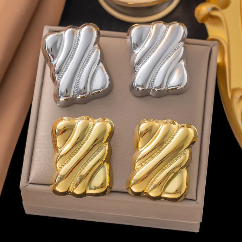 Wholesale Fashion Personality Exaggerated Design Retro Simple Stainless Steel Earrings
