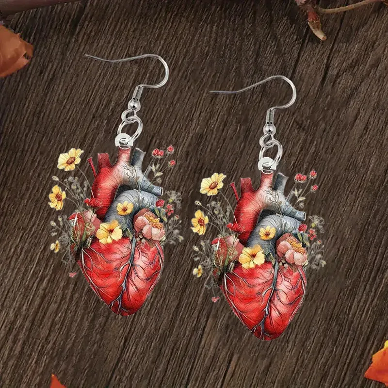 Wholesale Fashion Personalized Flowers Heart Acrylic Women's Earrings-Valentine's Day, Birthday and other perfect gifts