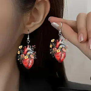 Wholesale Fashion Personalized Flowers Heart Acrylic Women's Earrings-Valentine's Day, Birthday and other perfect gifts