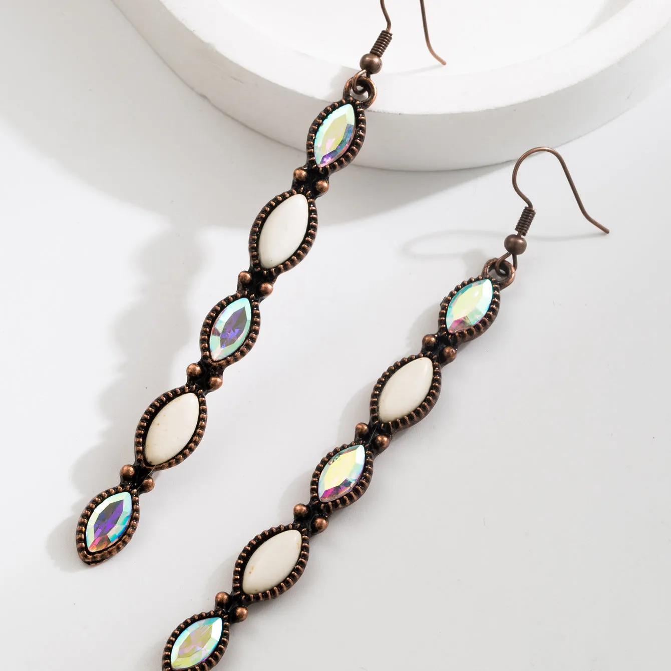 Wholesale Fashion Retro Bohemian Turquoise Leopard Ethnic Style Long Earrings