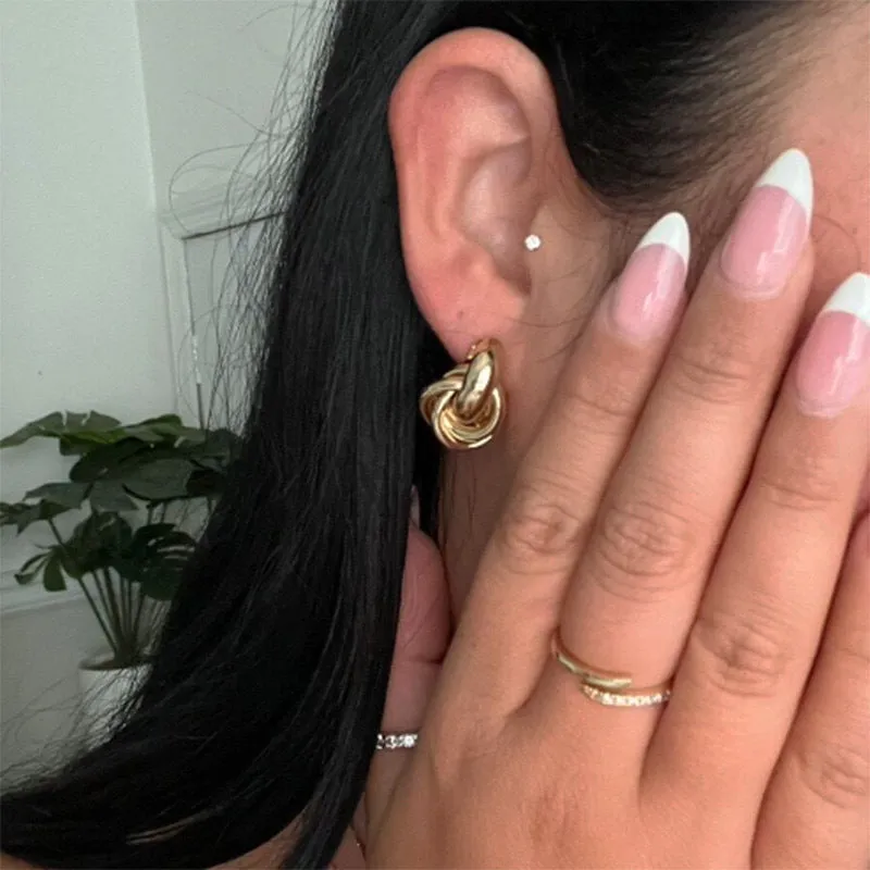 Wholesale Fashion Retro Circle Plated Intracranial 18K Real Gold Non Fading Titanium Steel Earrings