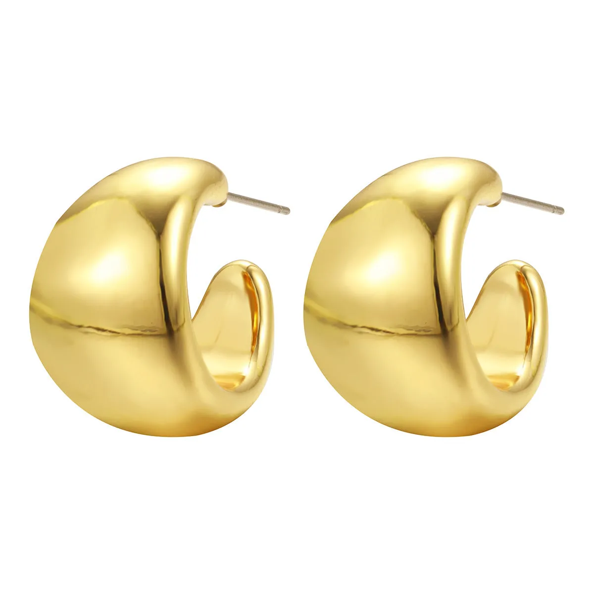 Wholesale Fashion Thick Cylindrical Tube Simple 18k Plated Hollow Ear Bone Clip Earrings