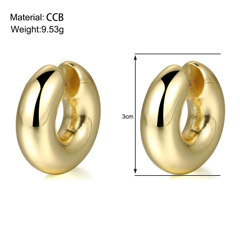 Wholesale Fashion Thick Cylindrical Tube Simple 18k Plated Hollow Ear Bone Clip Earrings