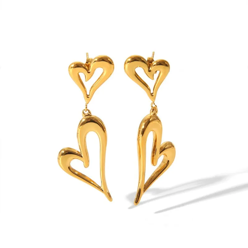 Wholesale Fashion Titanium Steel Simple Love Autumn and Winter High-grade Stainless Steel Earrings
