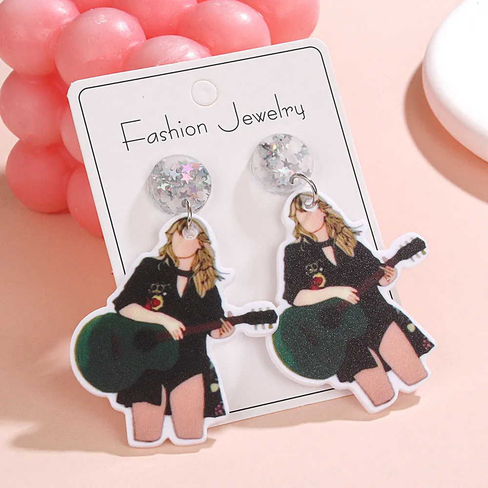 Wholesale  Fashion Trend Earrings Creative Acrylic Female Singer Mould Musician Pendant Earrings