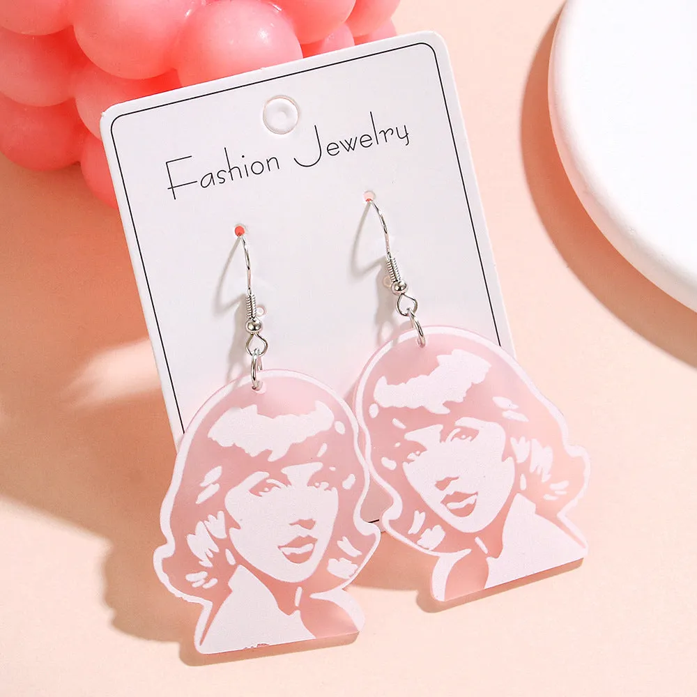 Wholesale  Fashion Trend Earrings Creative Acrylic Female Singer Mould Musician Pendant Earrings