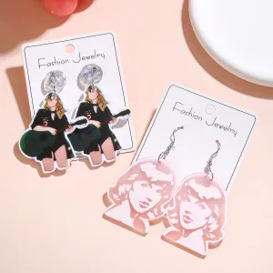 Wholesale  Fashion Trend Earrings Creative Acrylic Female Singer Mould Musician Pendant Earrings