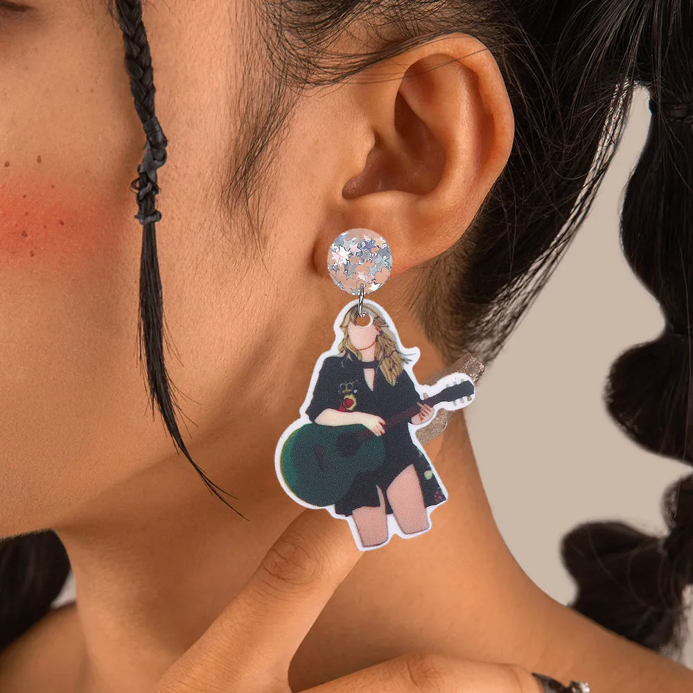 Wholesale  Fashion Trend Earrings Creative Acrylic Female Singer Mould Musician Pendant Earrings