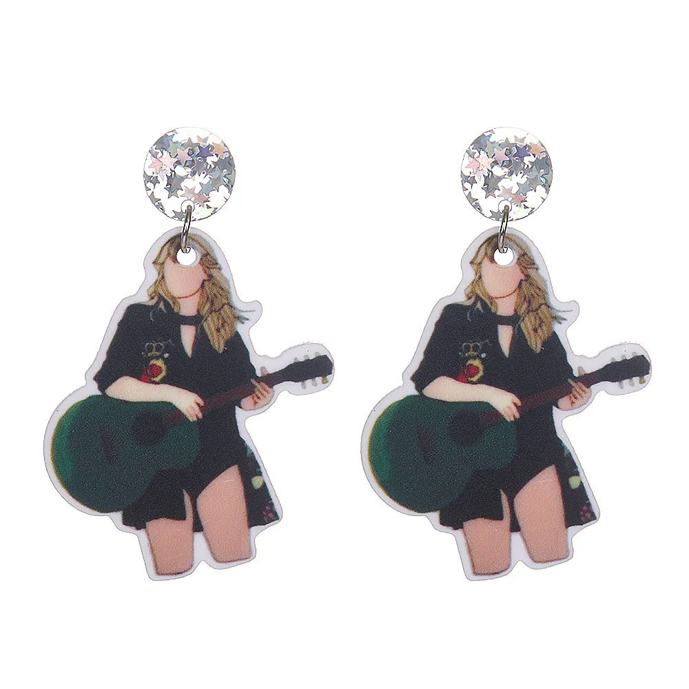 Wholesale  Fashion Trend Earrings Creative Acrylic Female Singer Mould Musician Pendant Earrings