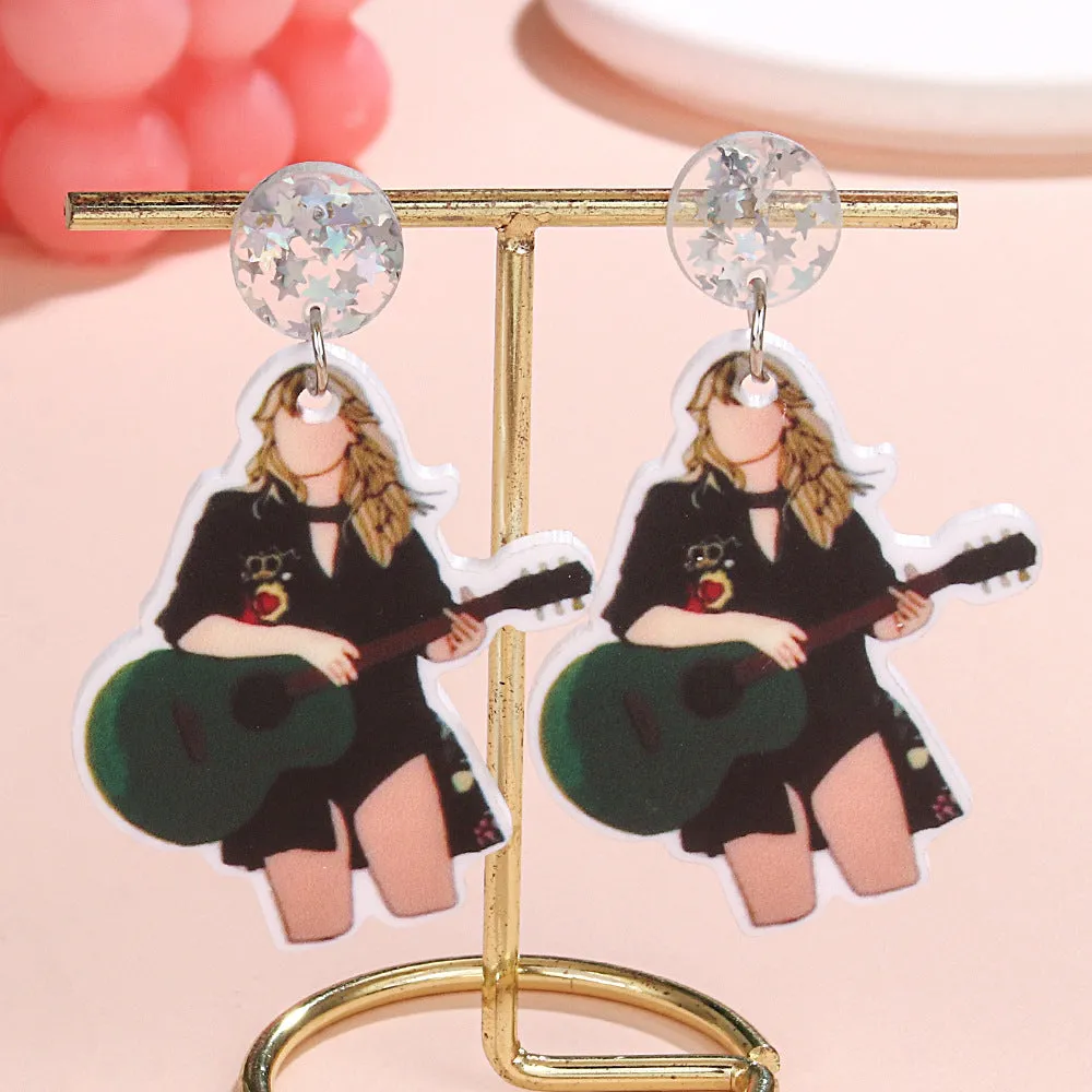 Wholesale  Fashion Trend Earrings Creative Acrylic Female Singer Mould Musician Pendant Earrings