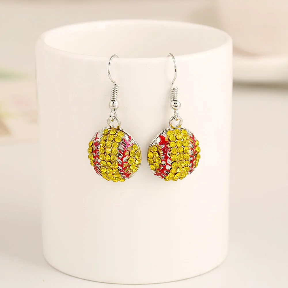 Wholesale Fashion Trendsetter Diamond Studded Baseball Earrings