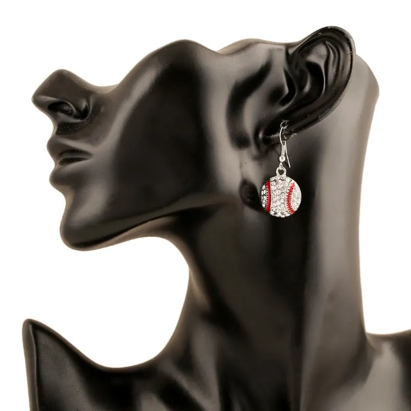 Wholesale Fashion Trendsetter Diamond Studded Baseball Earrings