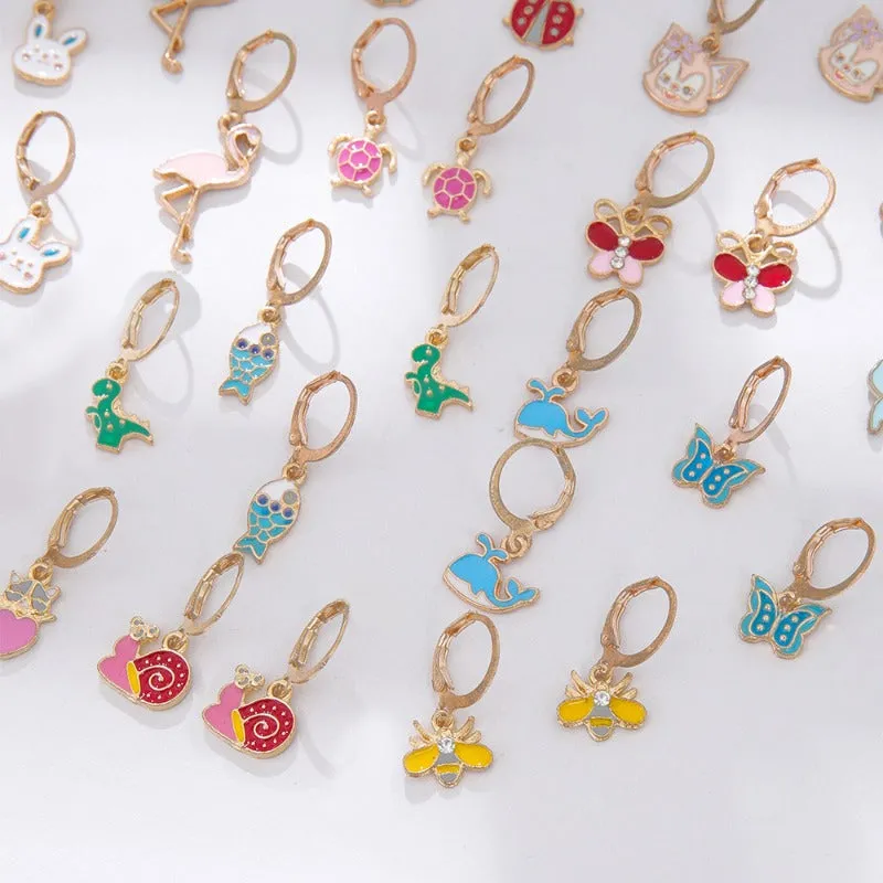 Wholesale Fashion Unicorn Butterfly Bee 20 Pairs Set Cute Children Earrings