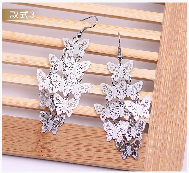 Wholesale Fashionable Temperament Butterfly Colorful Small Nine Pieces of Earrings