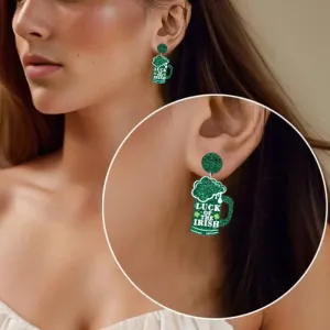 Wholesale Festival Beer Cartoon Carnival Green Clover Ear Jewelry