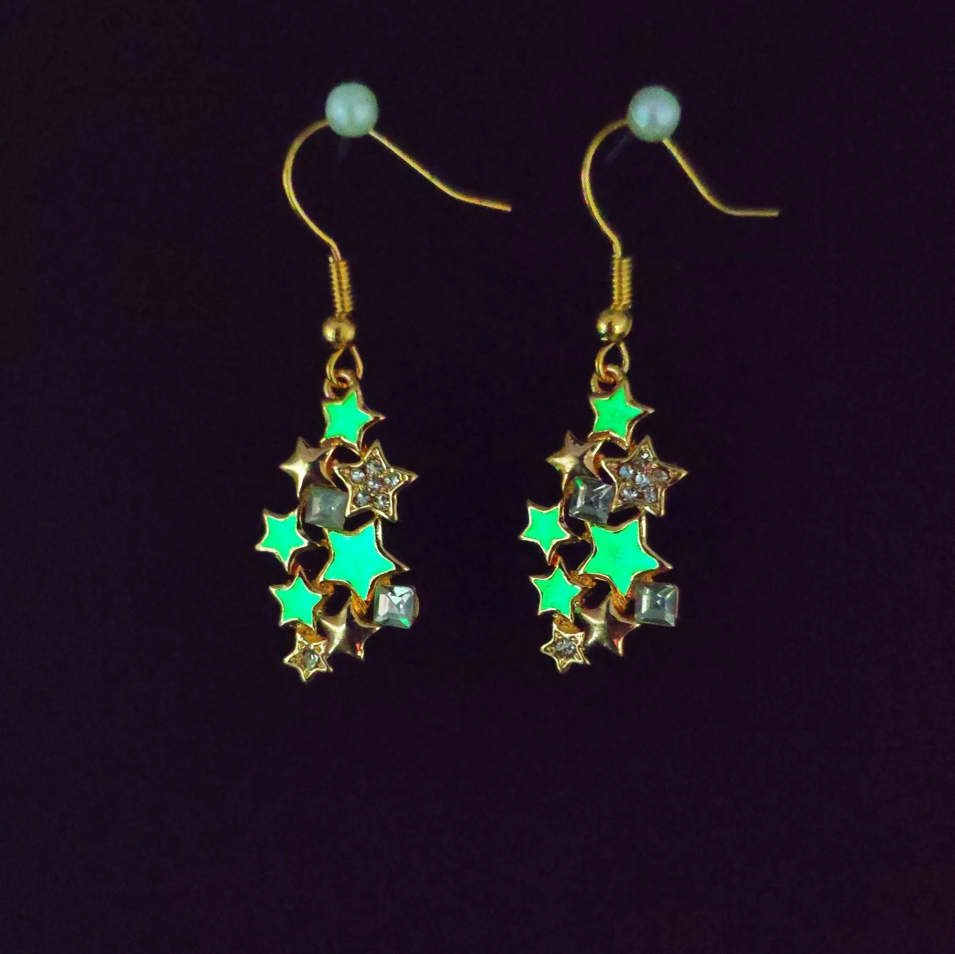 Wholesale Fish Hook Fashion Creative Glowing Starry Sky Stars and Moon Temperament Luminous Earrings