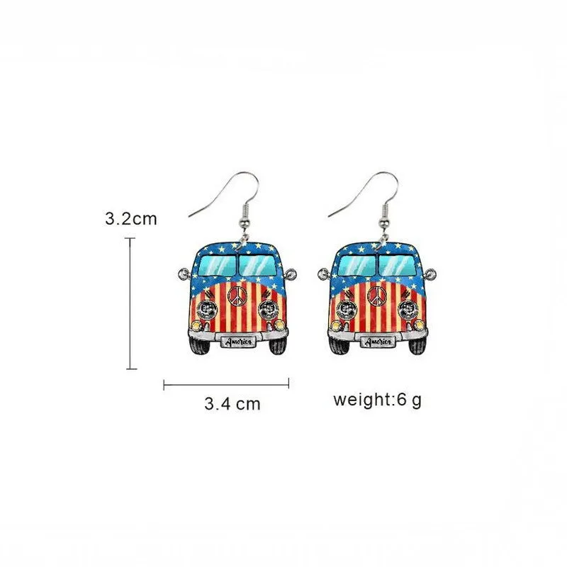 Wholesale Flag Butterfly Cow Finger Smiley Eagle Love Heart American Independence Day Earrings