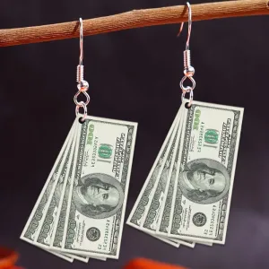Wholesale Flat 2D Dollar Acrylic Fashion Creative Holiday Gift Earrings