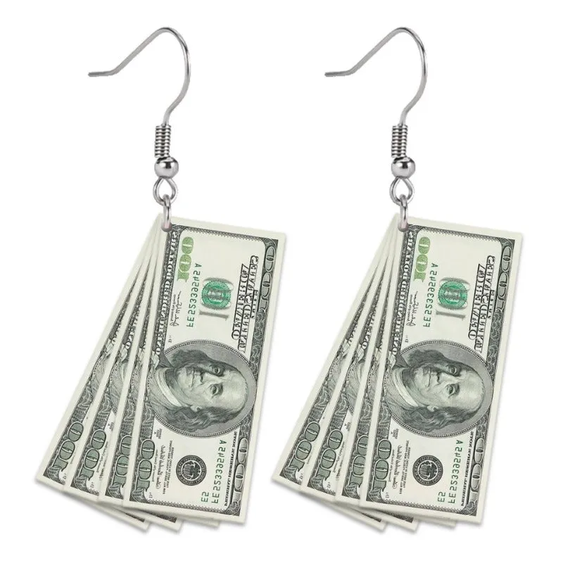 Wholesale Flat 2D Dollar Acrylic Fashion Creative Holiday Gift Earrings