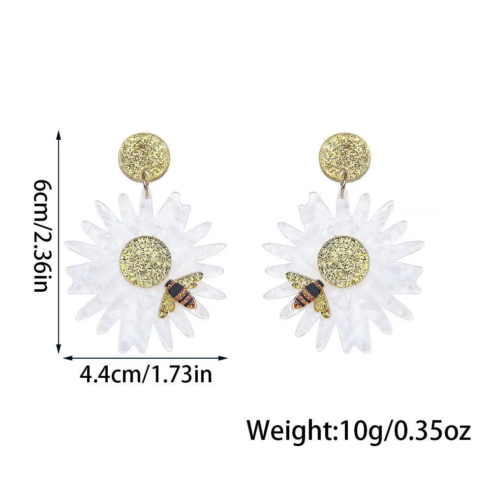 Wholesale Flower Bee Shiny Acrylic Earrings