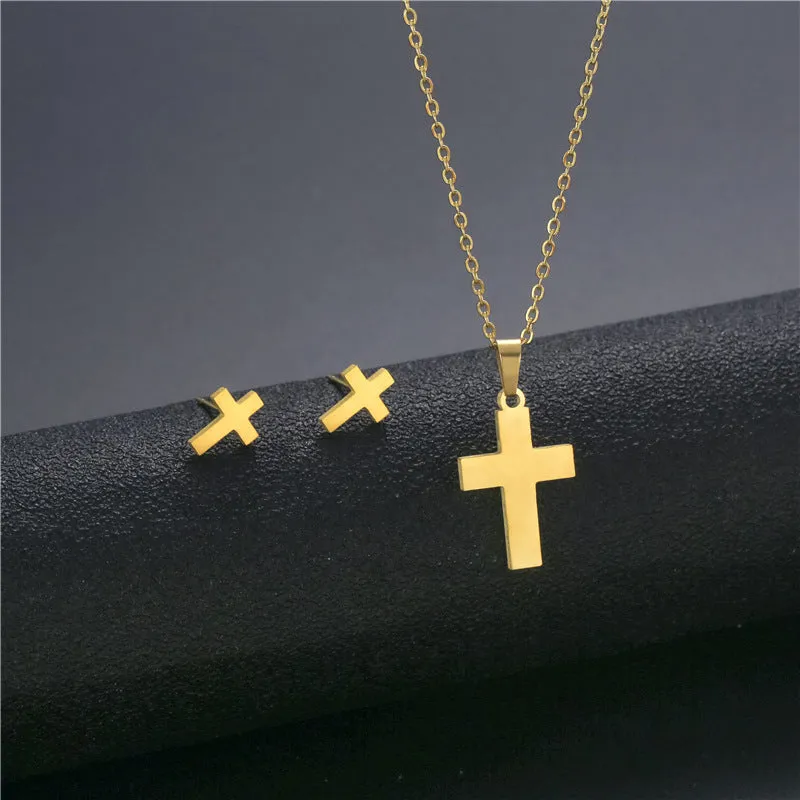 Wholesale Flower Dragonfly Stainless Steel Necklace Earrings Set