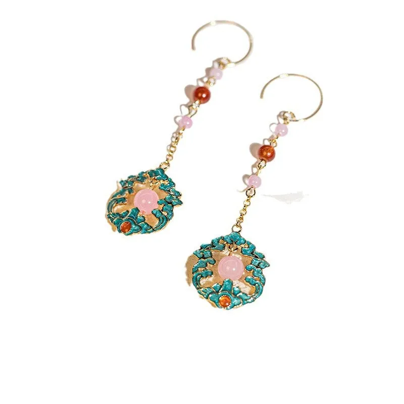 Wholesale Flower Filigree Wave Pattern Long Earrings