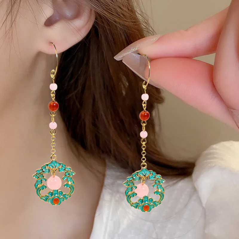 Wholesale Flower Filigree Wave Pattern Long Earrings
