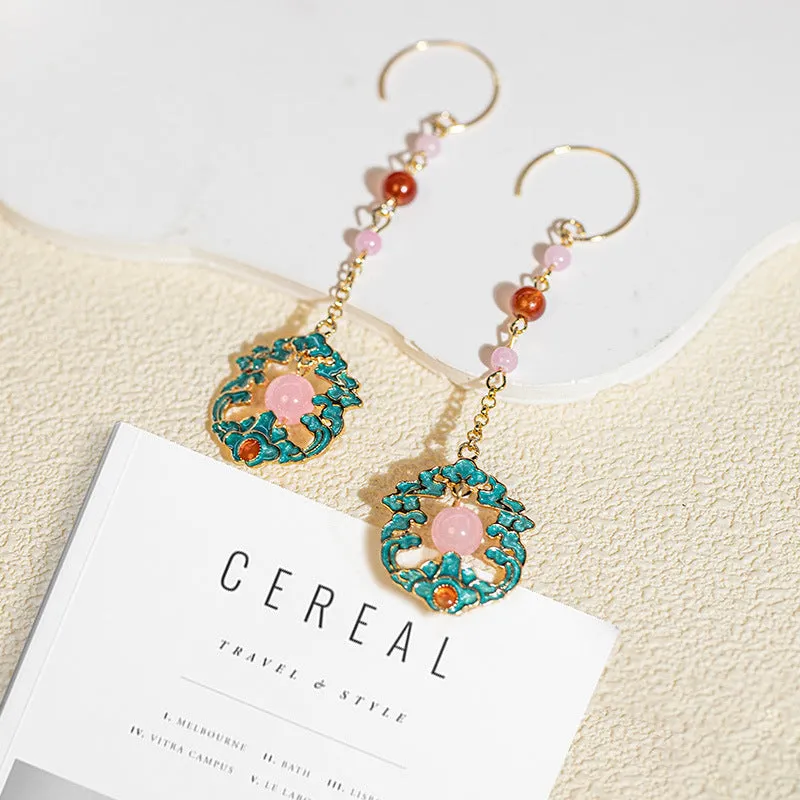 Wholesale Flower Filigree Wave Pattern Long Earrings