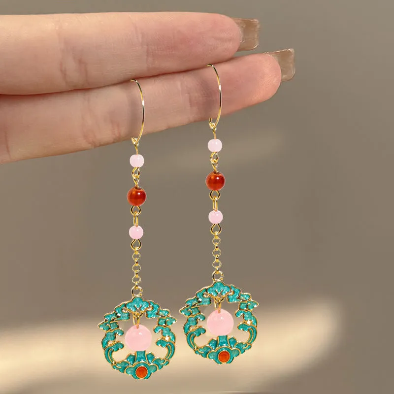 Wholesale Flower Filigree Wave Pattern Long Earrings