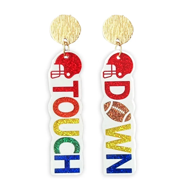 Wholesale Football Glitter Day Atmosphere Colorful Earrings Bow Element Coffee Autumn Earrings